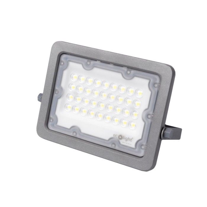 Naświetlacz LED Ecolight szary LED 30W 6500K 3000lm IP65 wym: 12,2 x 16,7 x 2,4 cm aluminium - 1 szt.