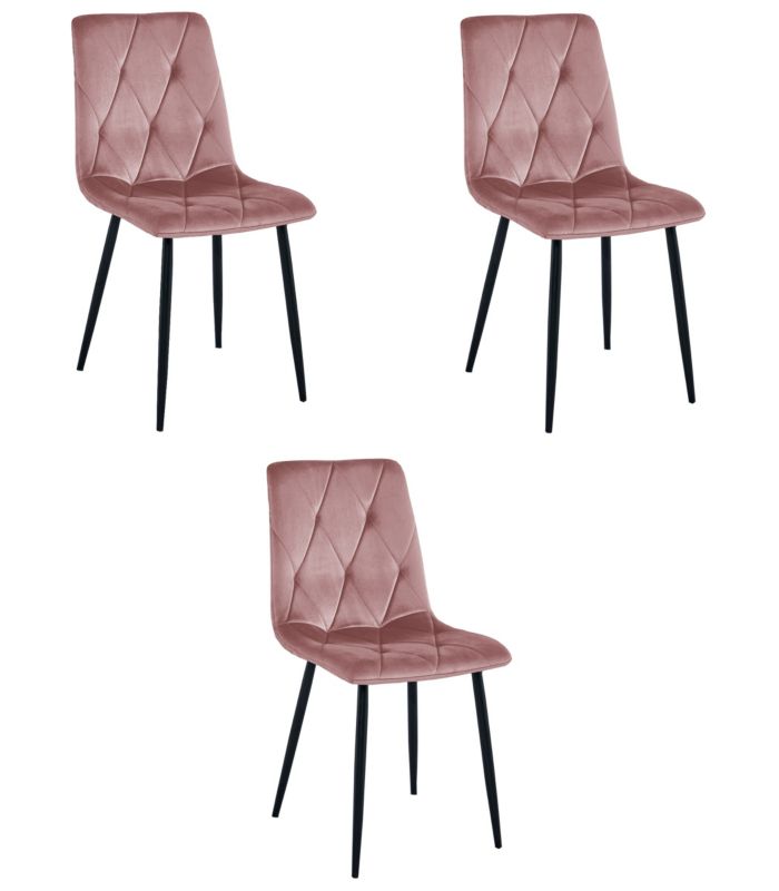 Krzesło EDANTI, róż aksamit, nogi czarne 3 szt.