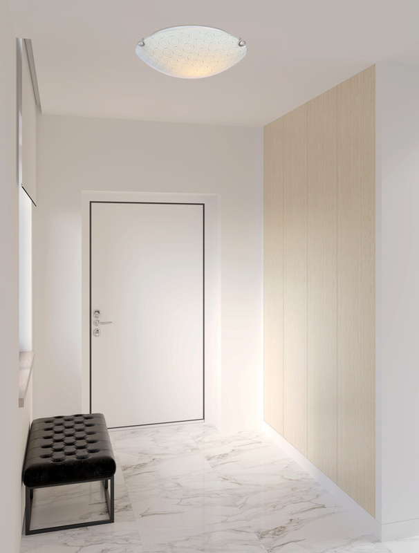 Biały plafon sufitowy do salonu 30 cm SESI metal szkło