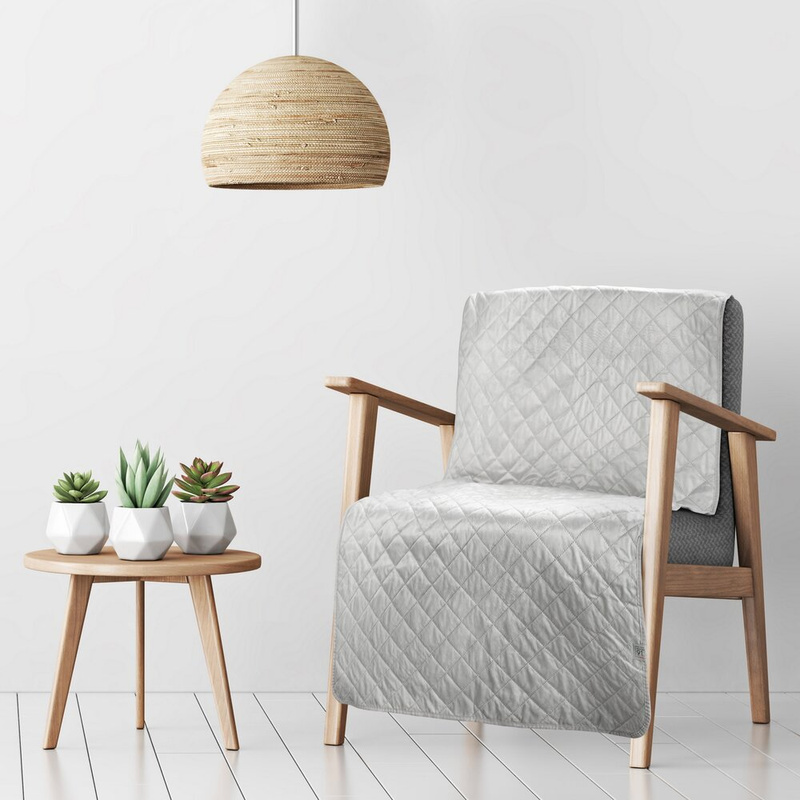 Narzuta na fotel 70x160 cm LUXO 5 jasnosrebrna wzór geometryczny