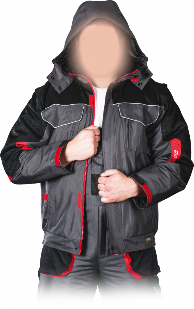 Kurtka ocieplana Leber&Hollman Boston, rozmiar XXL, szaro-czerwony