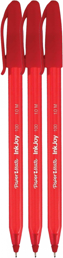 3x Długopis Paper Mate, InkJoy 100, M, czerwony