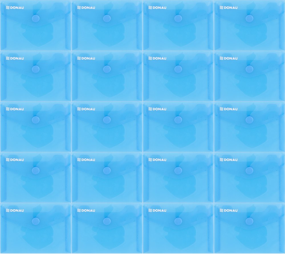20x Teczka kopertowa Donau, A7, na zatrzask, transparentny niebieski