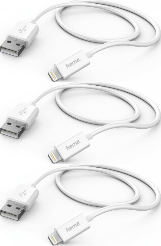 3x Kabel ładujący Hama Lightning, 1m, biały