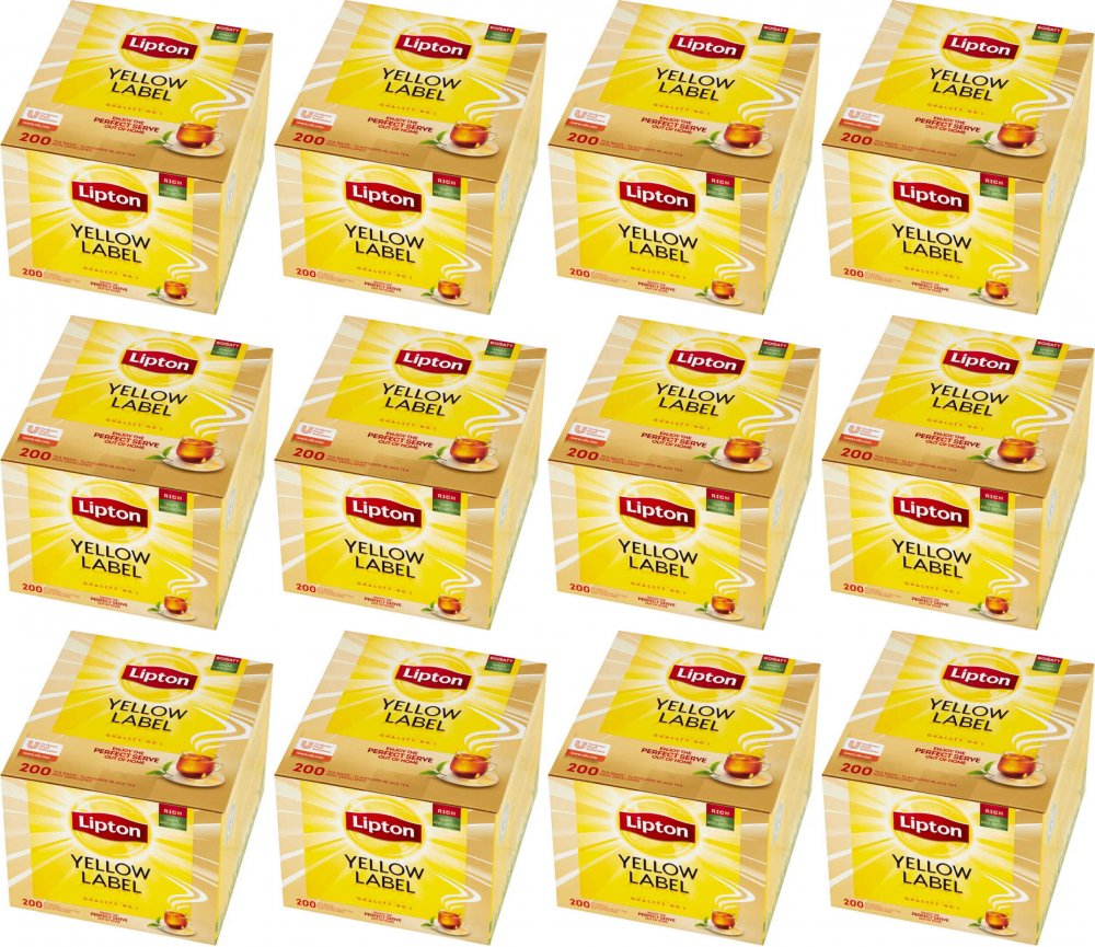 12x Herbata czarna w torebkach Lipton Yellow Label, 200 sztuk x 2g