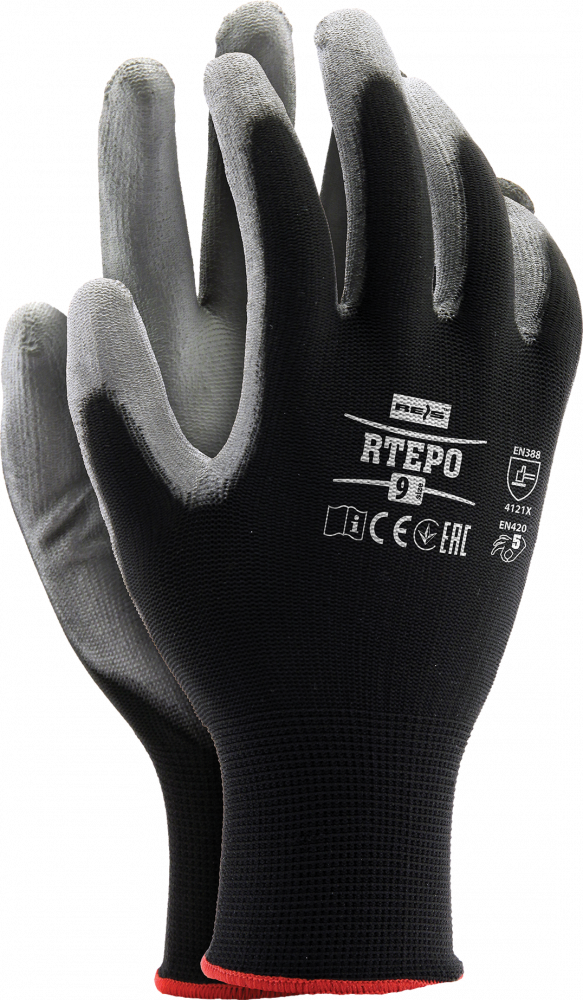 Rękawice robocze Reis Rtepo BS, powlekane, rozmiar 10, czarno-szary