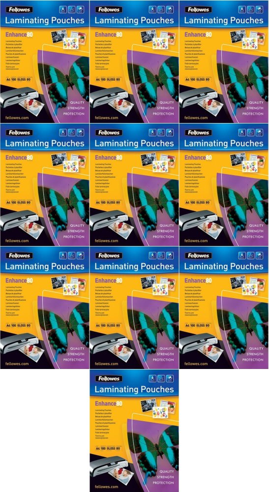 10x Folia do laminacji Fellowes, 216x303mm, A4, 80 μm, 100 sztuk