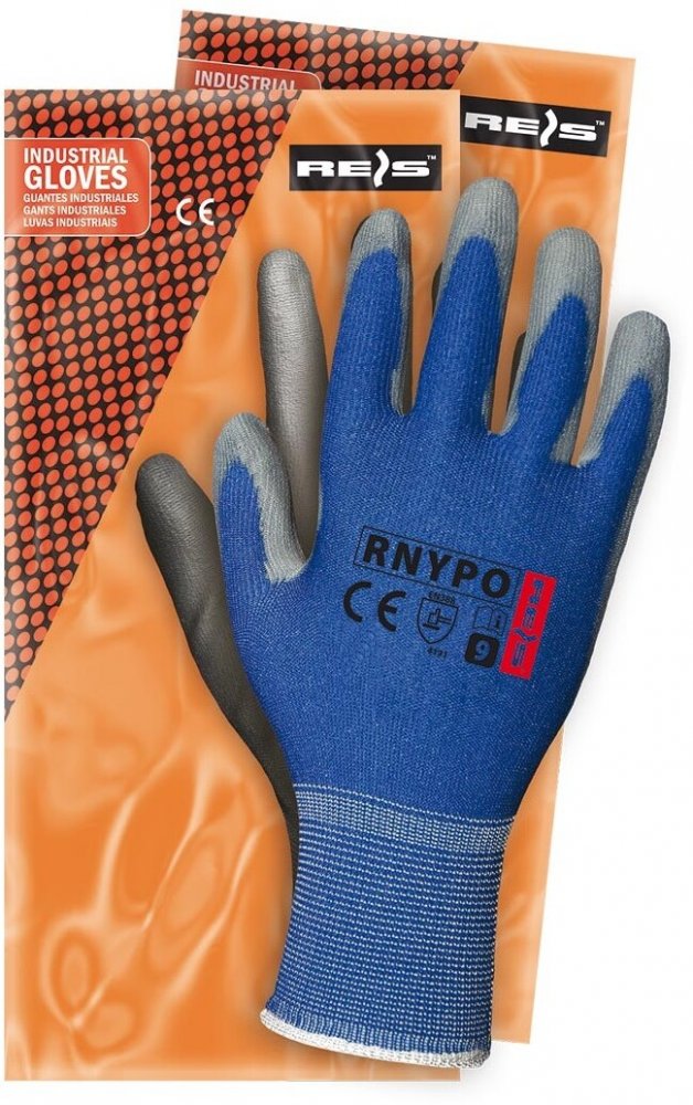 Rękawice robocze Reis Rnypo, powlekane, rozmiar 10, niebiesko-szary