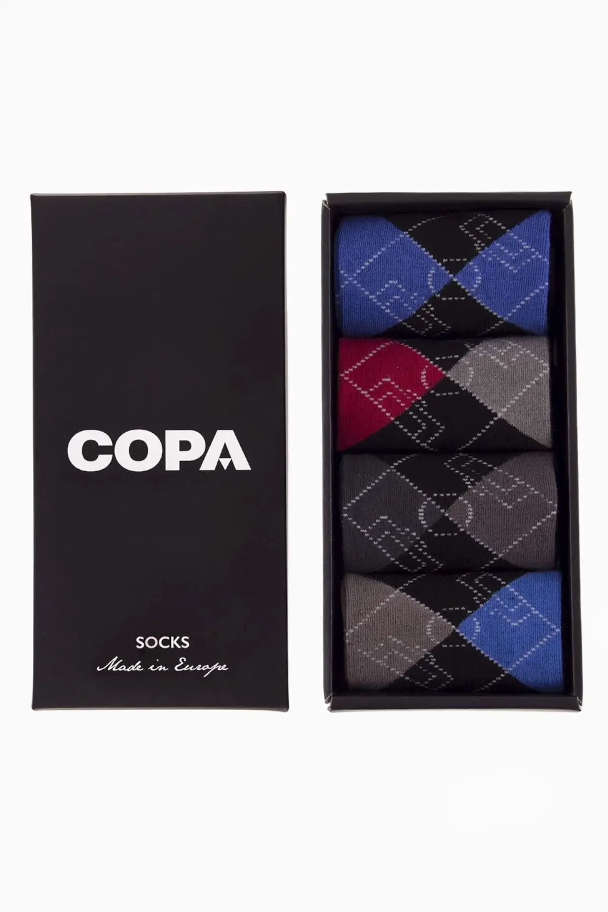 Skarpety Retro COPA Argyle Football Pitch Box Set - Czarny
