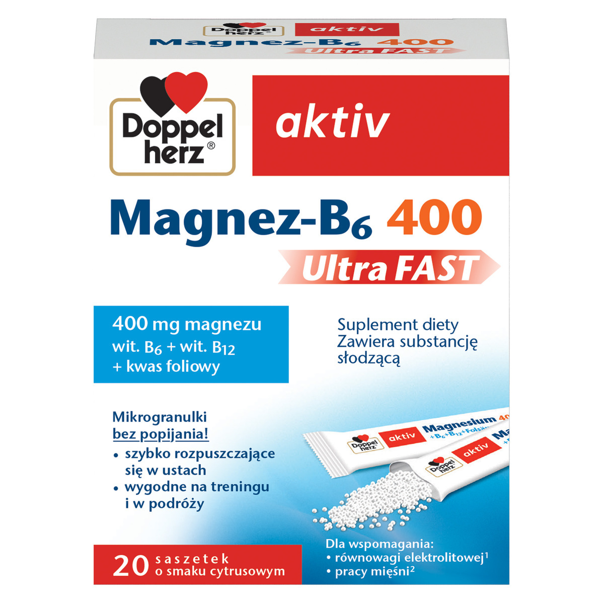 Doppelherz aktiv magnez-b6 400 ultra fast, 20 saszetek