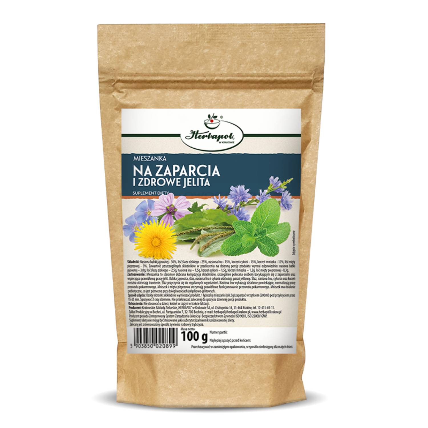 Herbapol kraków, mieszanka na zaparcia i zdrowe jelita, 100 g