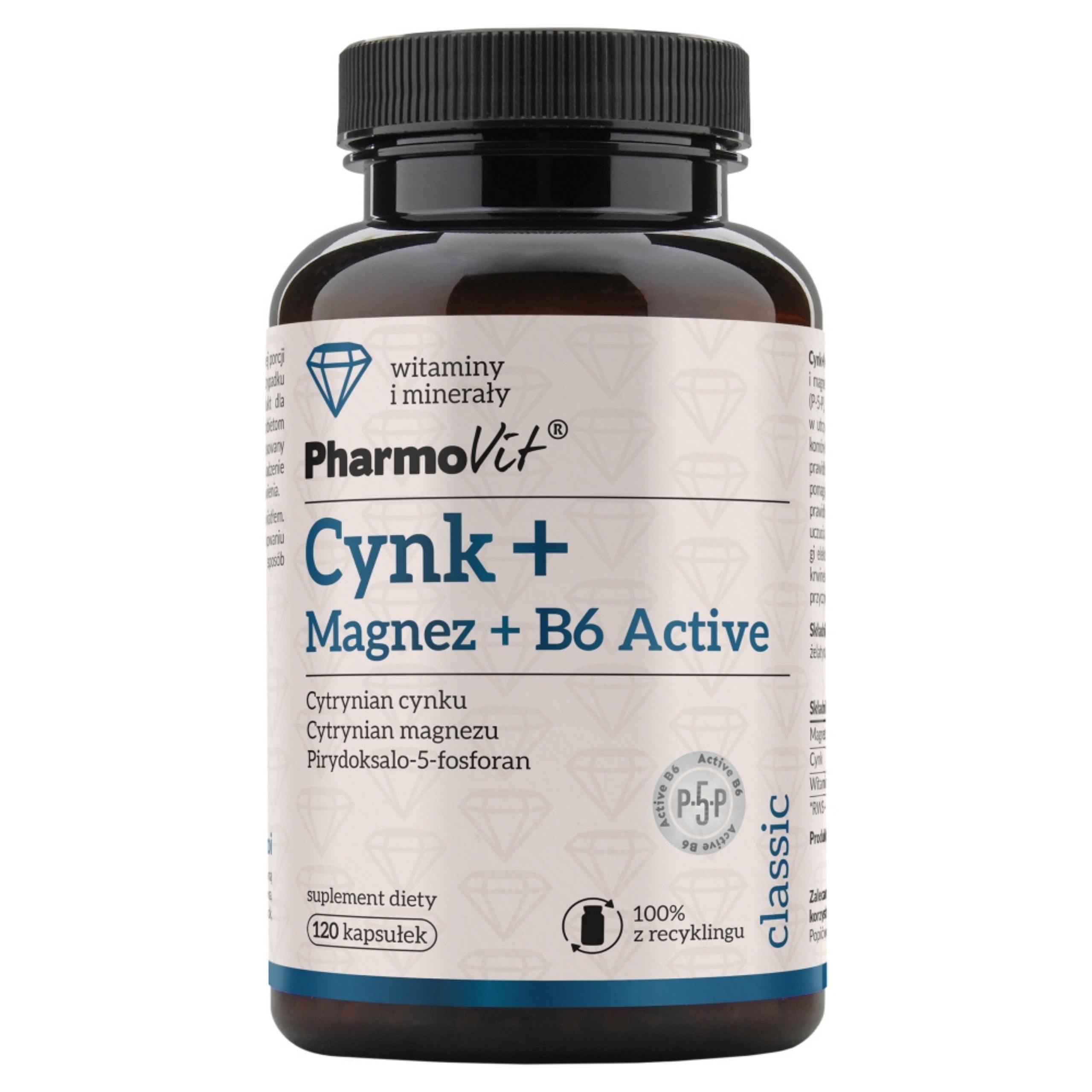 Pharmovit cynk + magnez + b6 active, 120 kapsułek