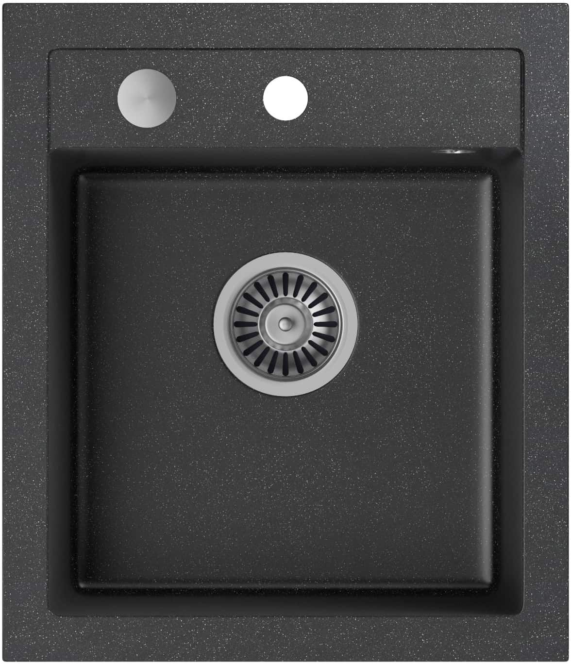 Quadron Johnny 100 zlewozmywak 50x43 cm GraniteQ wpuszczany black dotted/elementy stalowe HCQJ4350CZK - Wysyłka w 24h