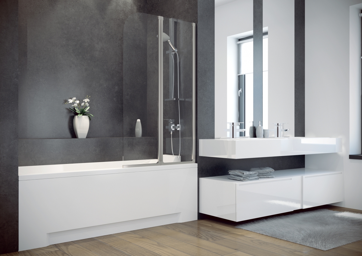 Besco Ambition 2 parawan nawannowy 80,5x140 cm dwuskrzydłowy szkło przezroczyste PA-2S