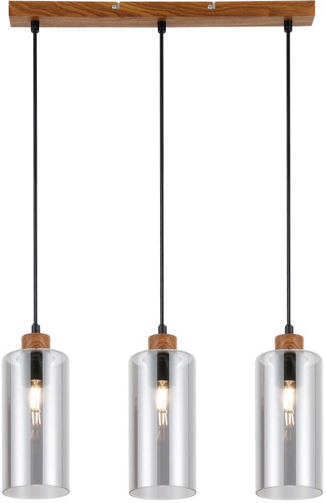 Italux Naster lampa wisząca 3x25 W czarna-drewno PND-23051-3-WO