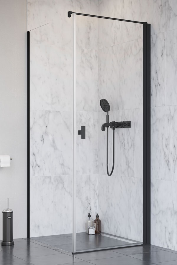 Radaway Nes 8 KDJ I drzwi prysznicowe 90 cm prawe czarny mat/szkło przezroczyste 10072090-54-01R