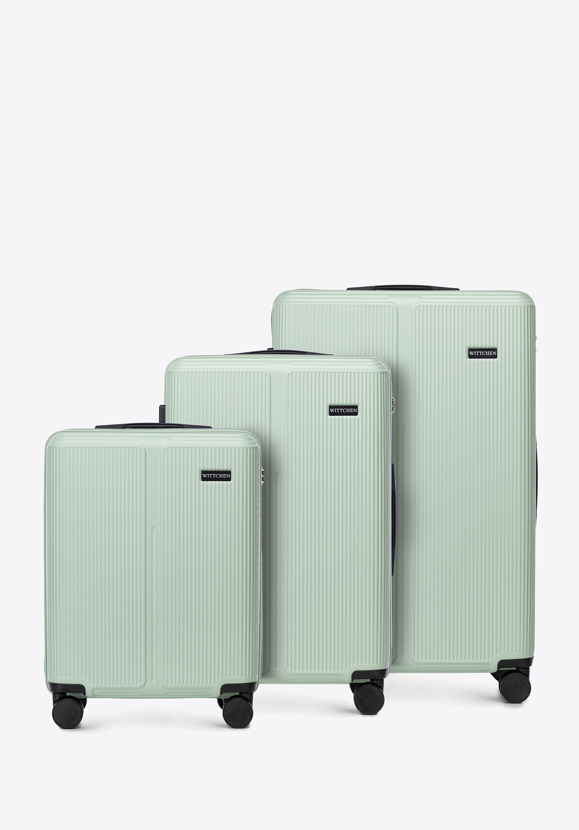 Zestaw walizek z ABS-u w drobne paski miętowy