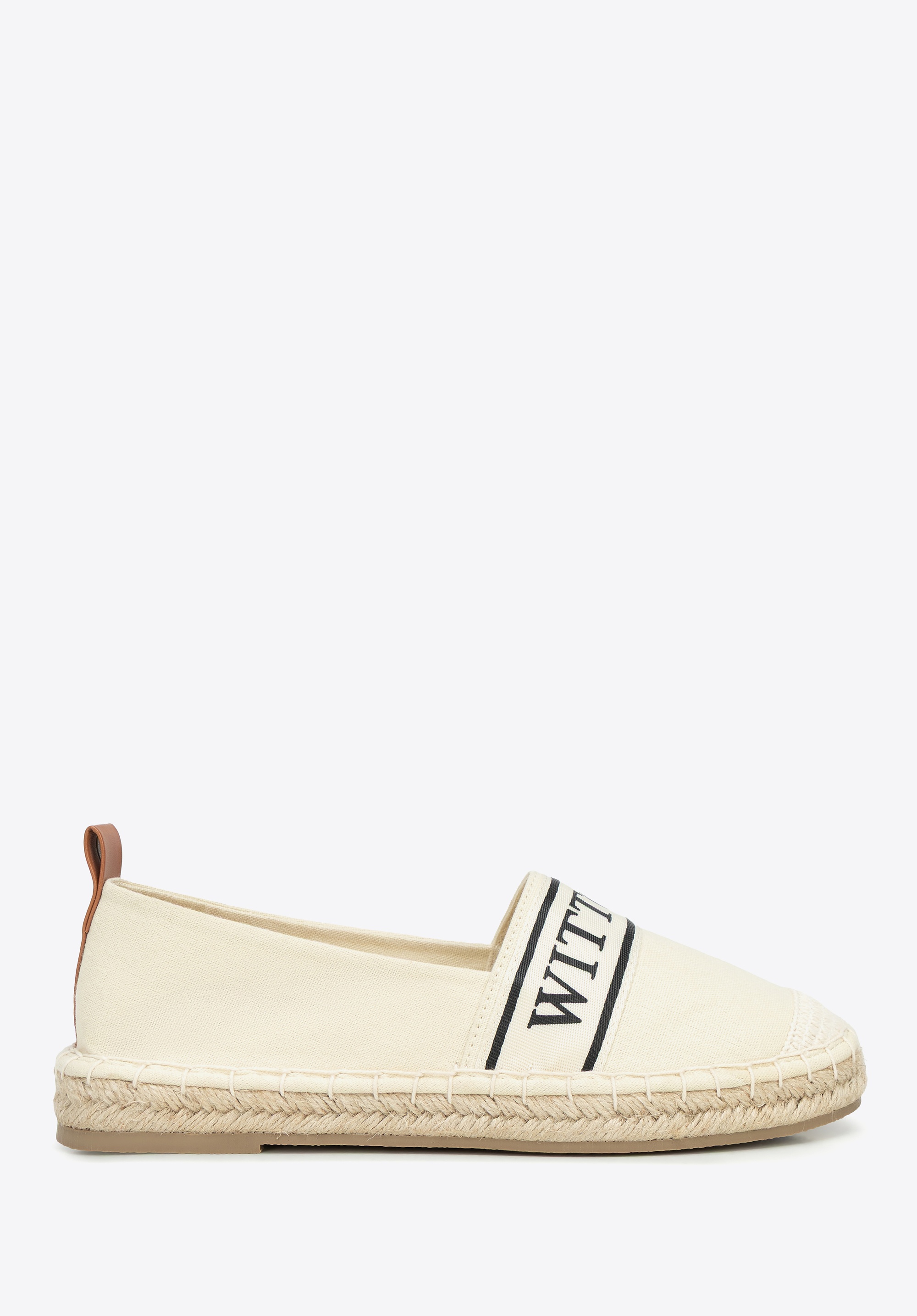 Damskie espadryle z lamówką z logo kremowe
