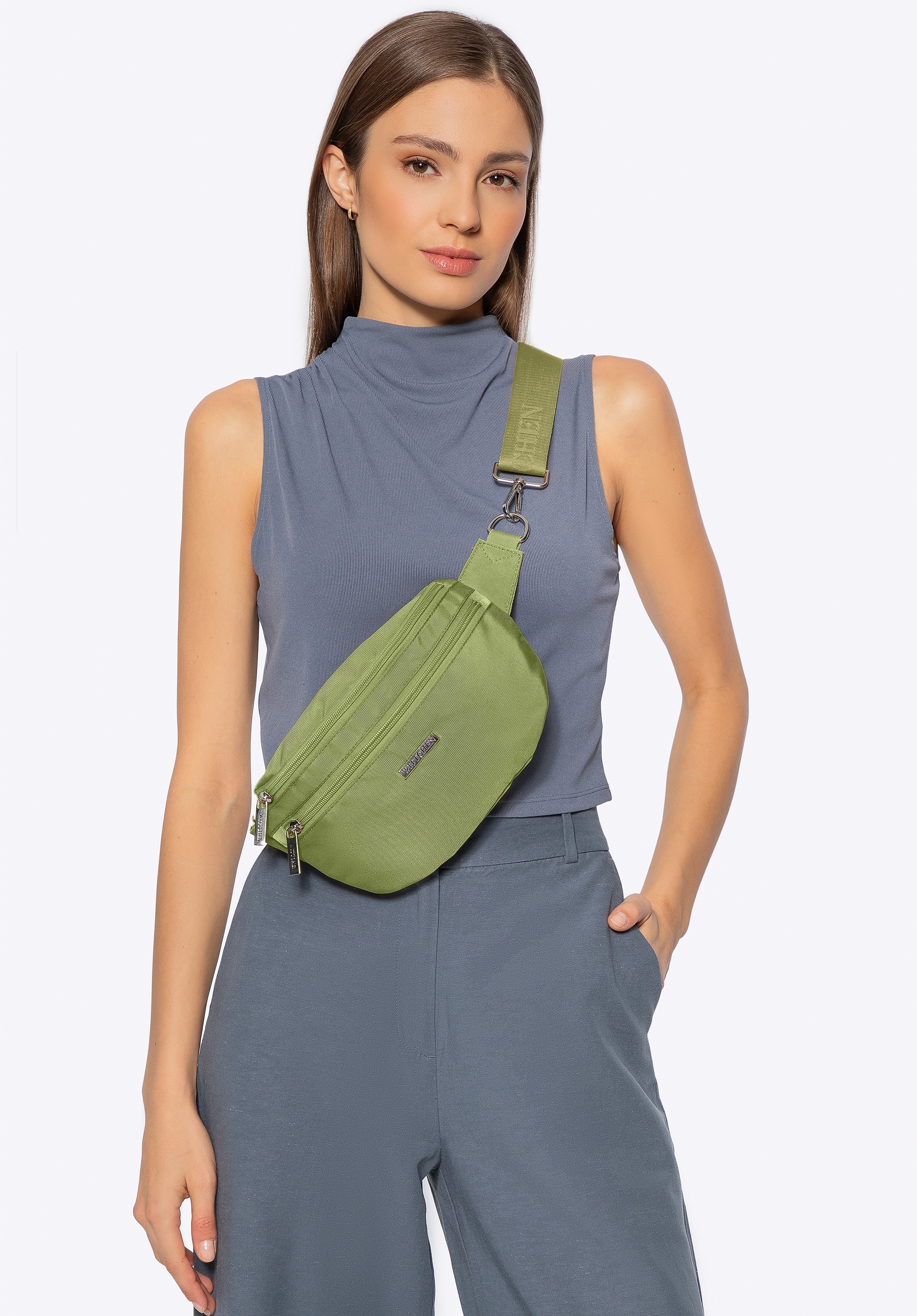 Nerka z poliestru z odpinanym paskiem oliwkowa