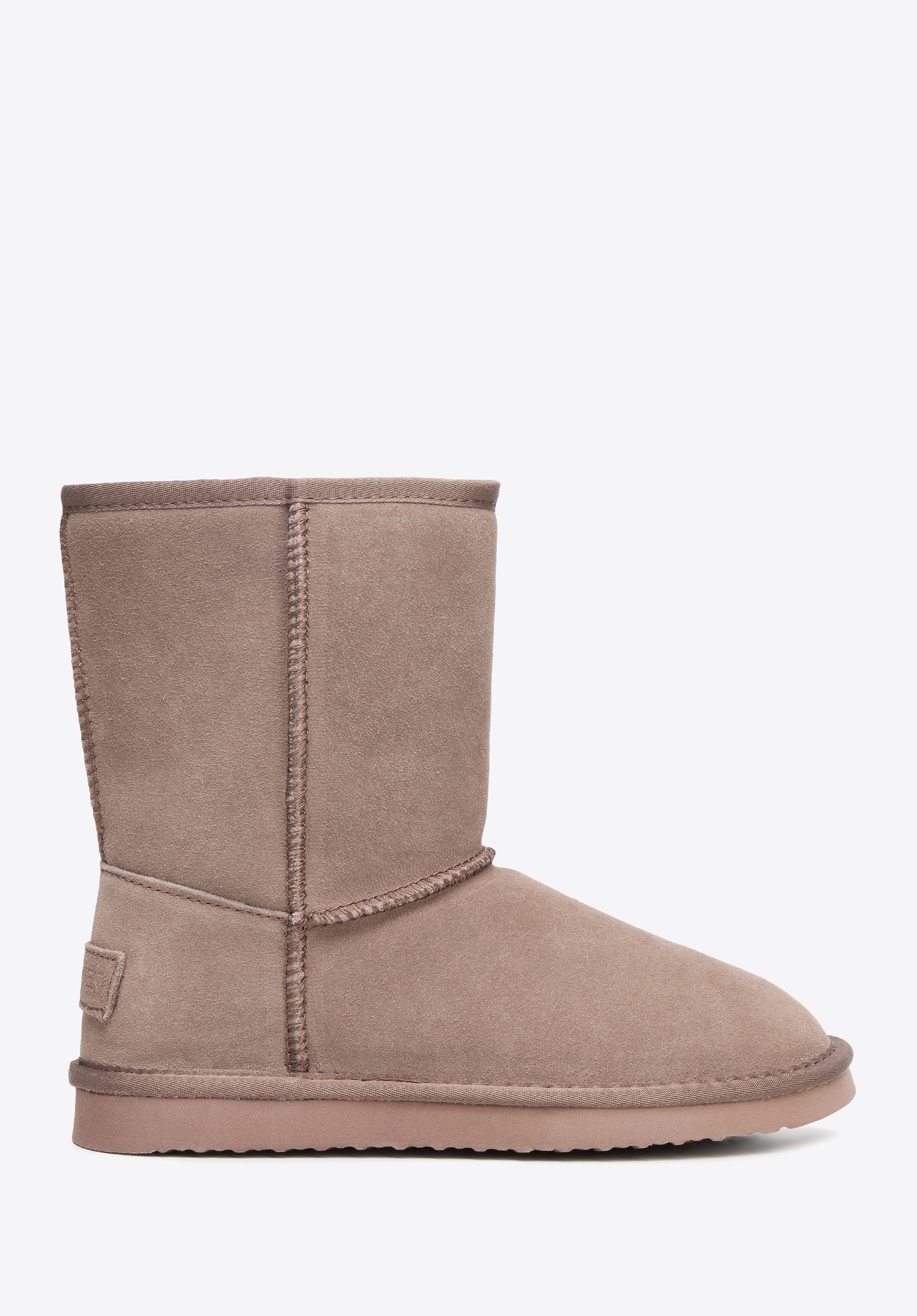 Damskie zamszowe botki z wełnianą wyściółką ciemny róż