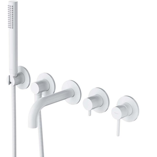 OMNIRES Bateria wannowa Y 5-otworowa podtynkowa z krótką wylewką biał