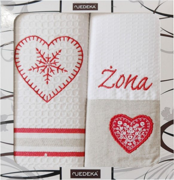 Komplet 2 ścierek kuchennych haftowanych 50x70 wz 06 Żona