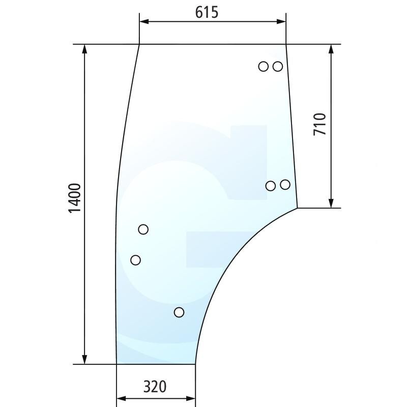 Szyba drzwi lewa Fendt 206S 209S 222812030040