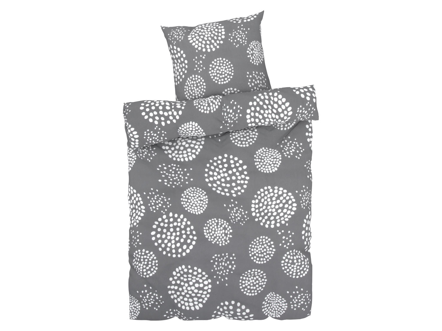 Livarno home Pościel z bawełną renforcé, 140 x 200 cm Kropki/ szary