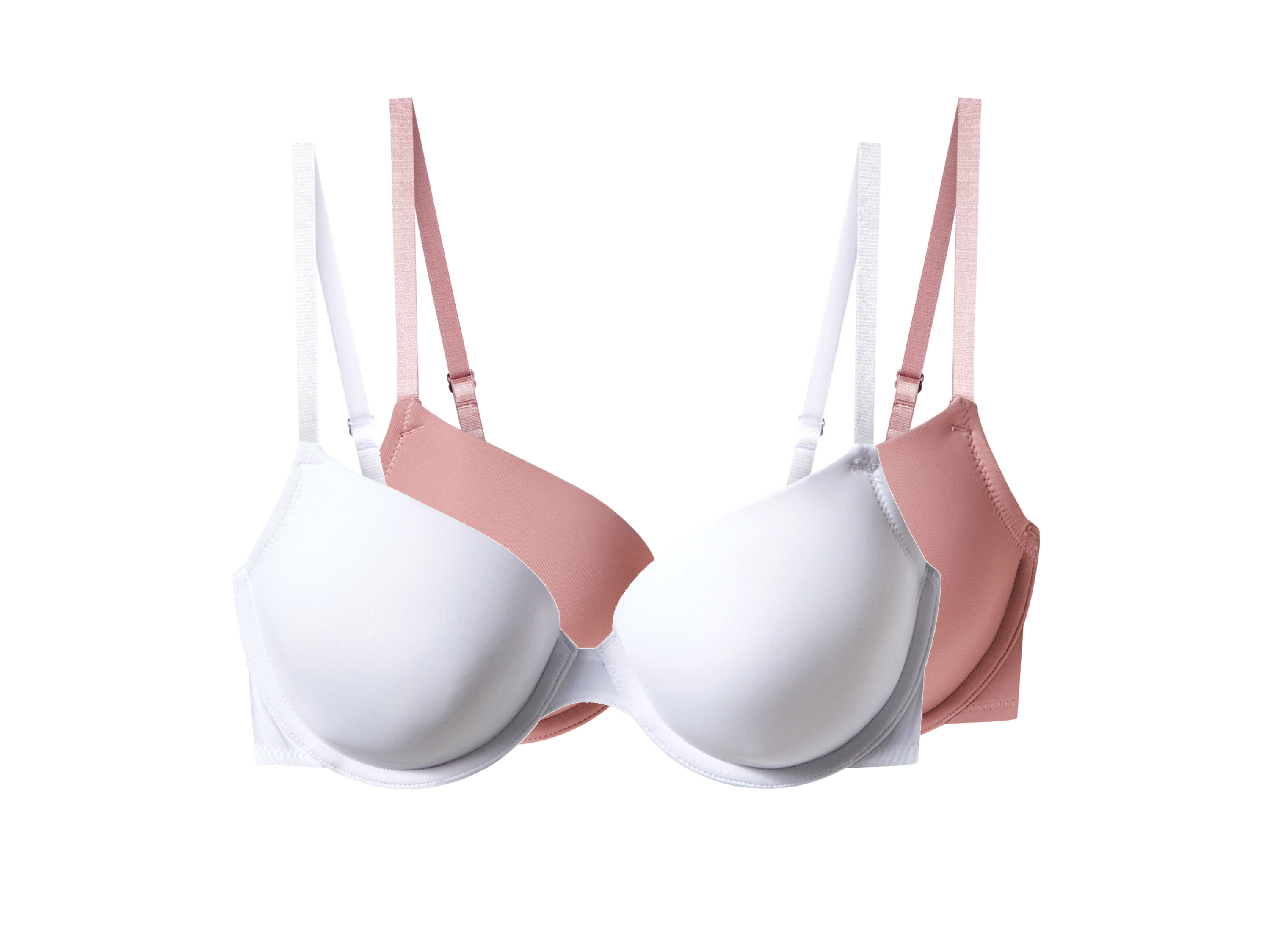 esmara Biustonosze damskie z fiszbinami, 2 sztuki Różowy/ biały, 75B