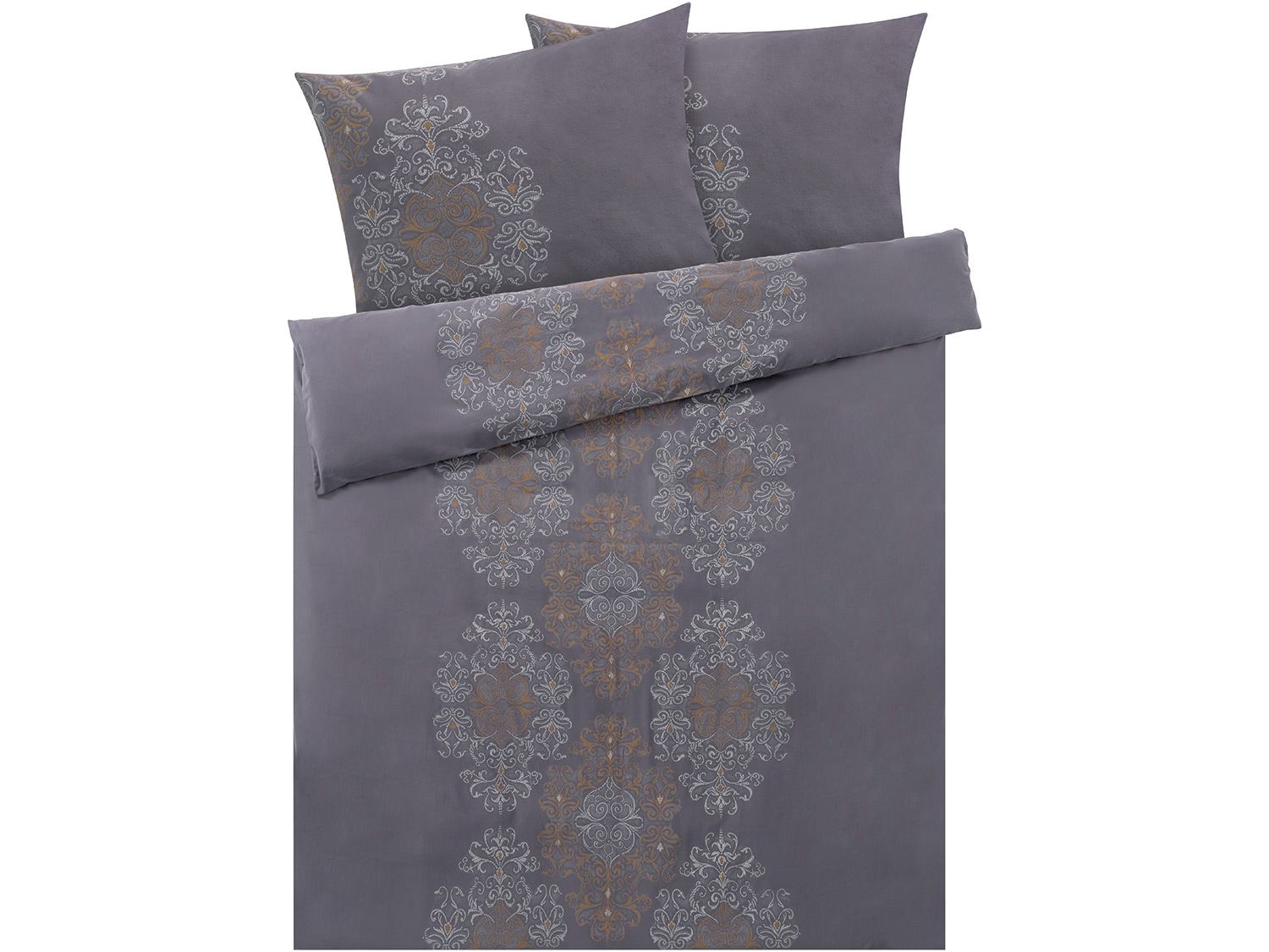 Meisterstück Pościel z flaneli 200 x 220 cm Ornamenty/ szary