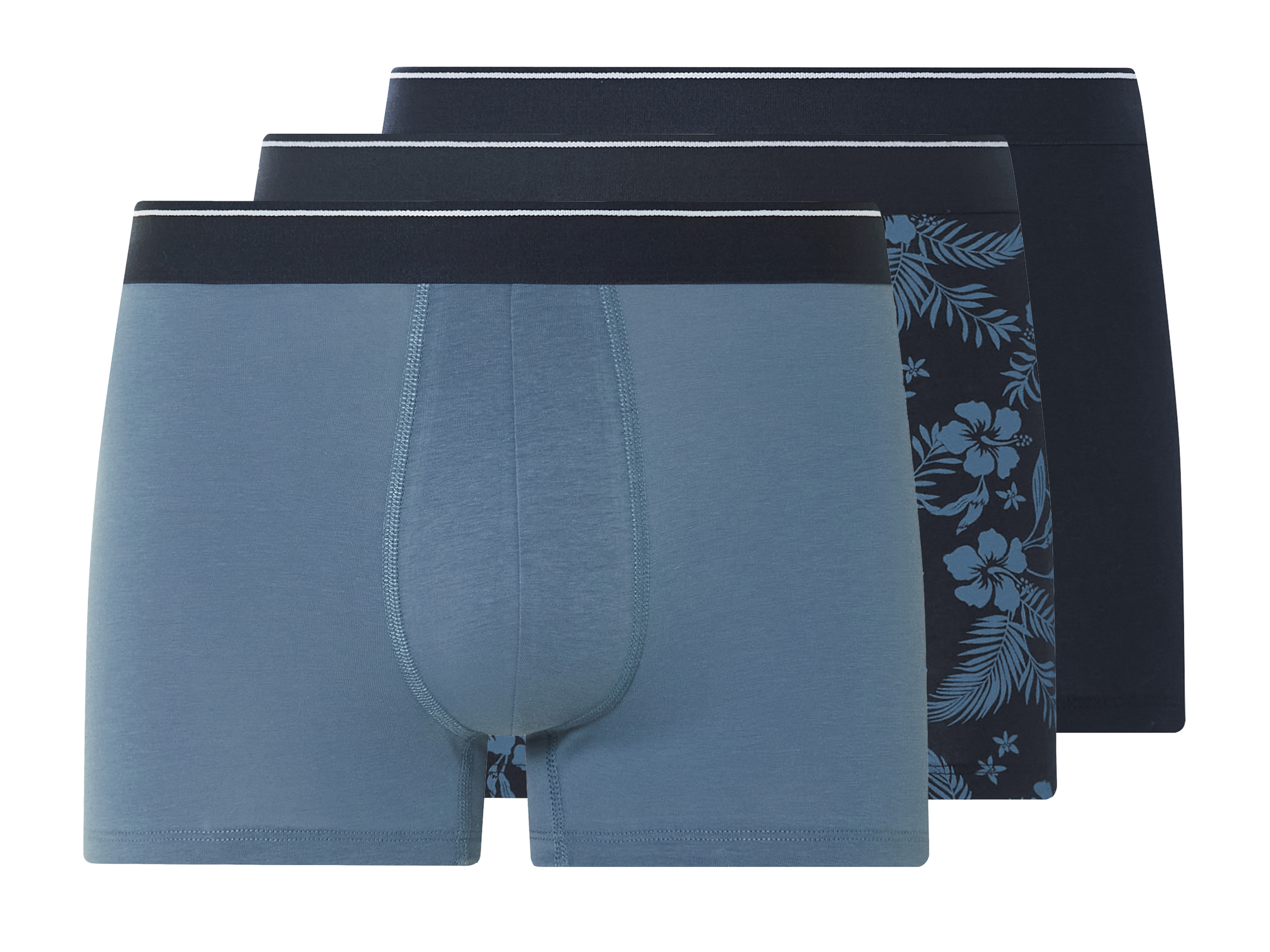 Livergy Bokserki męskie z bawełną, 3 pary Granatowy/niebieski, 8/Xxl
