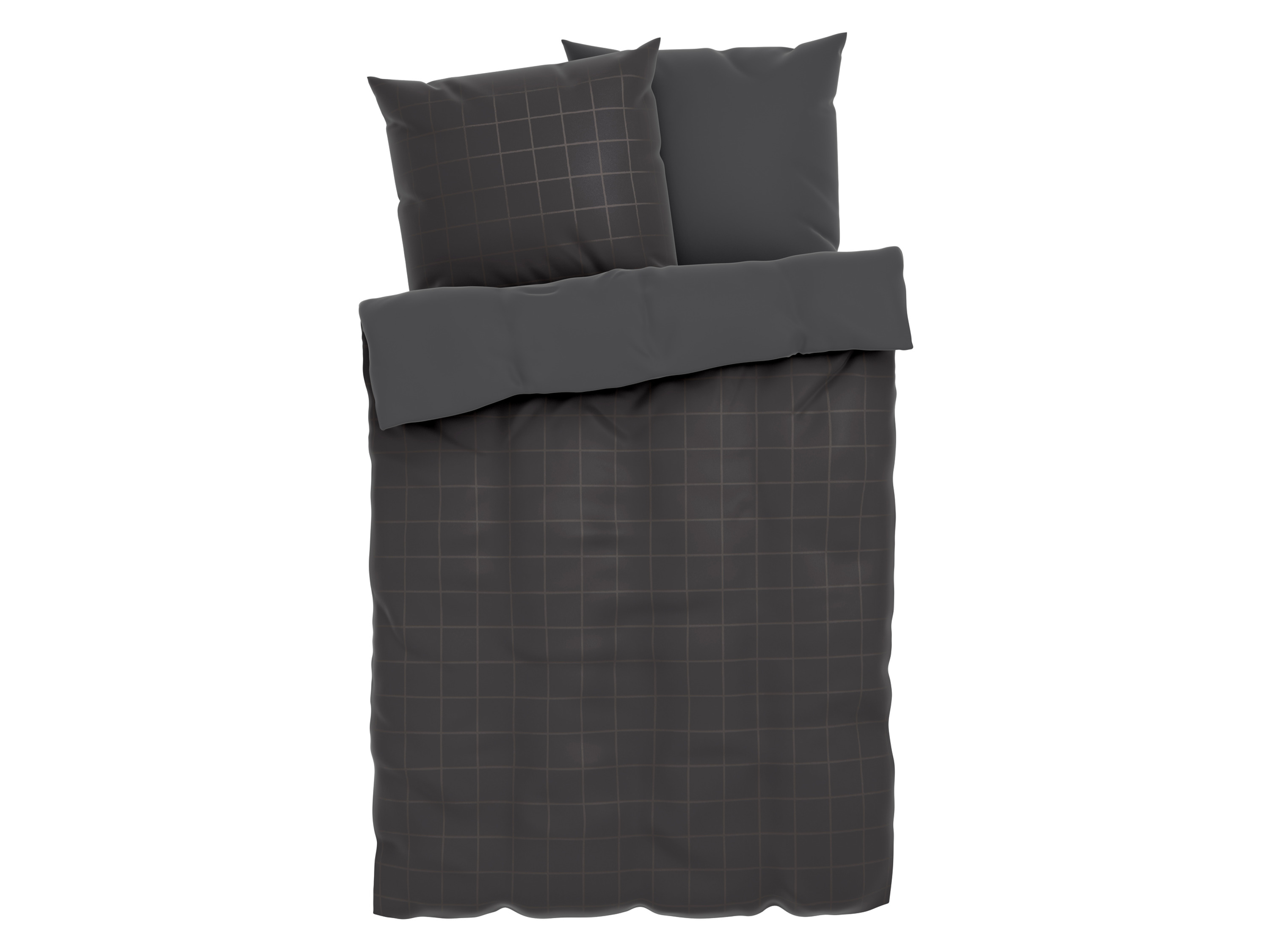 Livarno home Pościel satynowa z bawełny, 220 x 200 cm Kratka/antracytowy