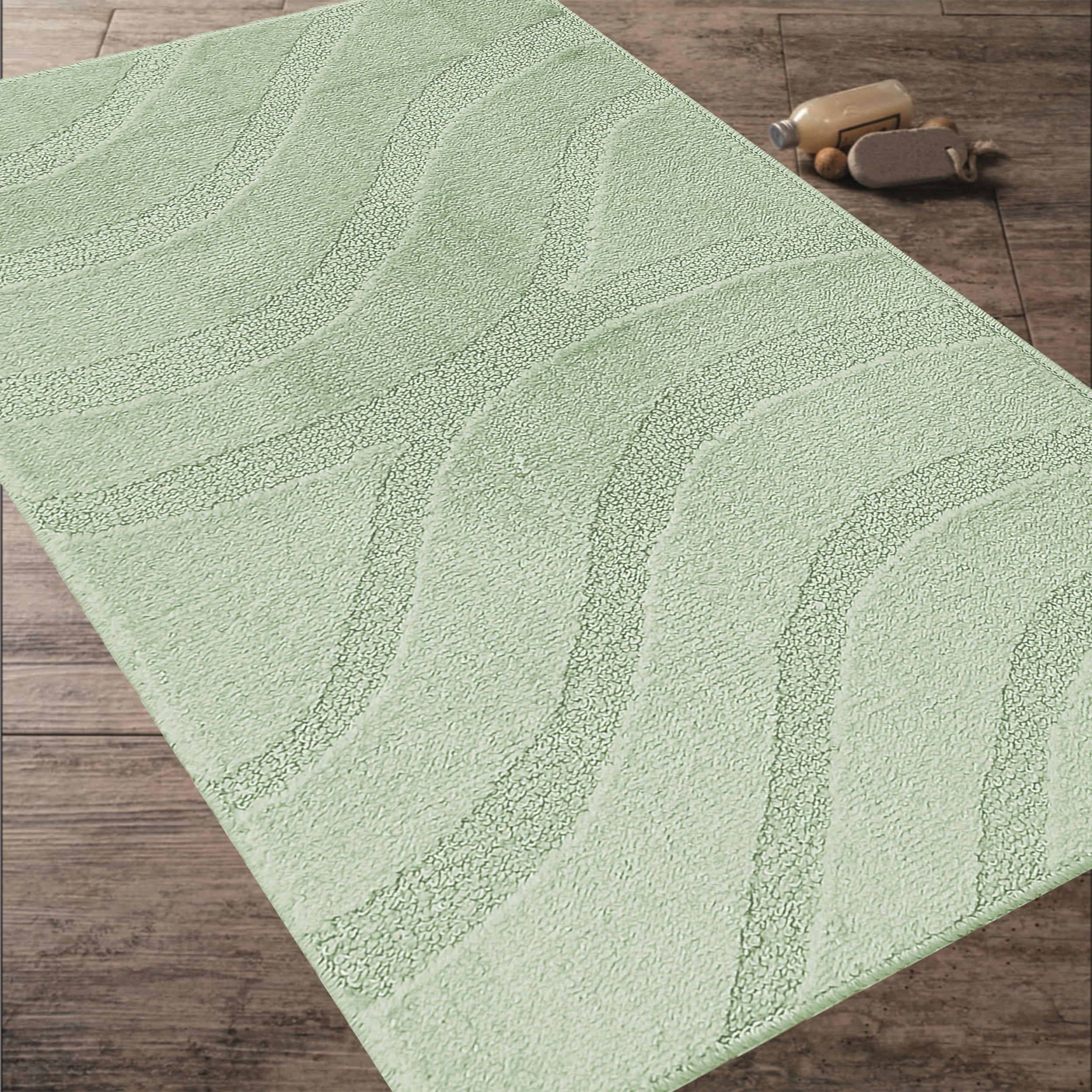 Komplet Dywaników Łazienkowych Montana Symphony - Pistacjowy Pod WC Antypoślizgowy