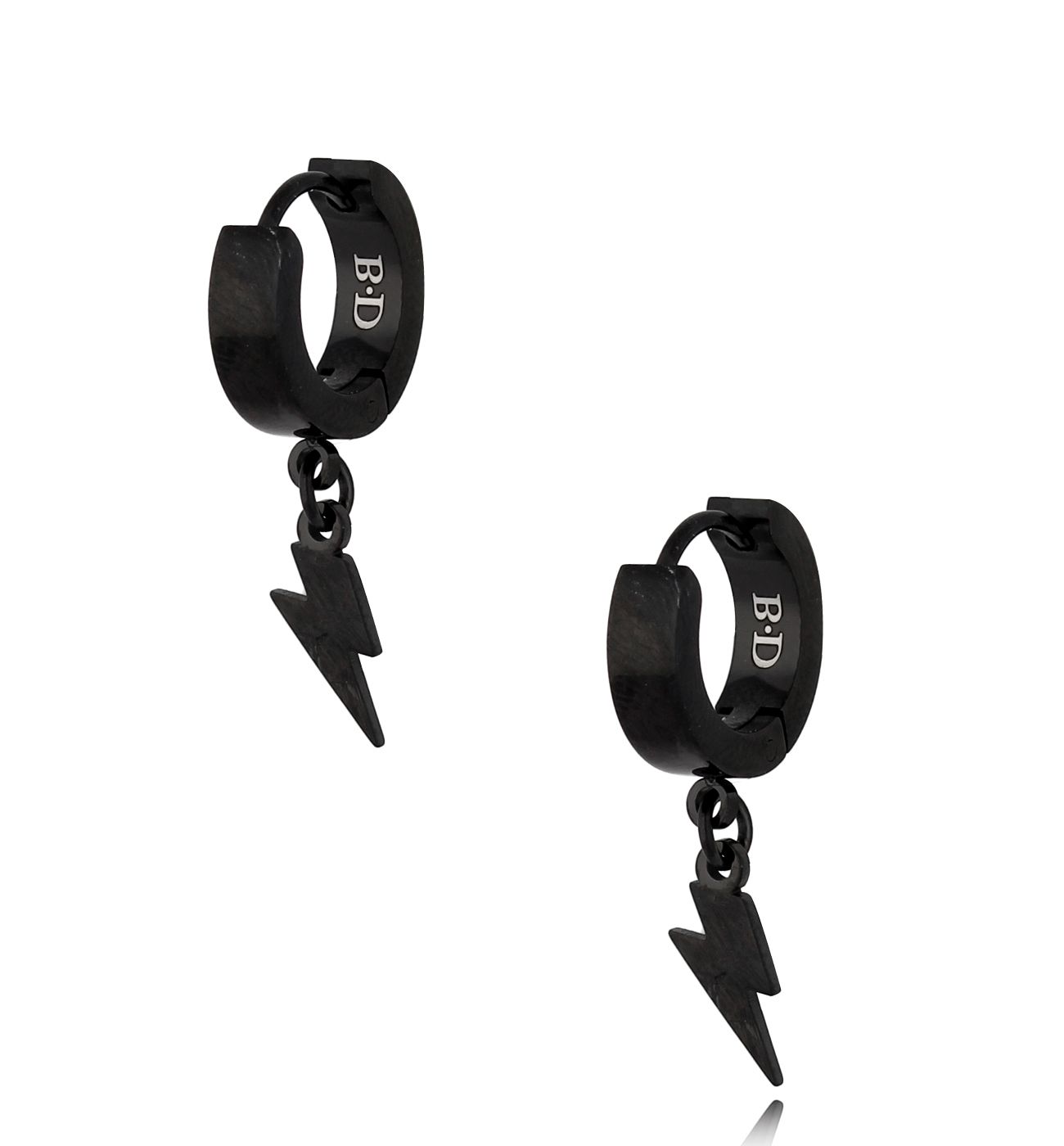 Kolczyki kółeczka z błyskawicą czarne Storm 031 - By Dziubeka