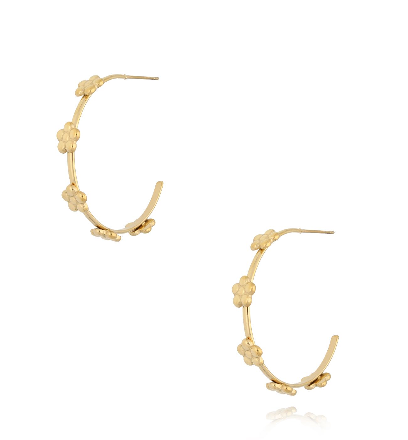 Kolczyki złote koła z kwiatuszkami Columba - By Dziubeka