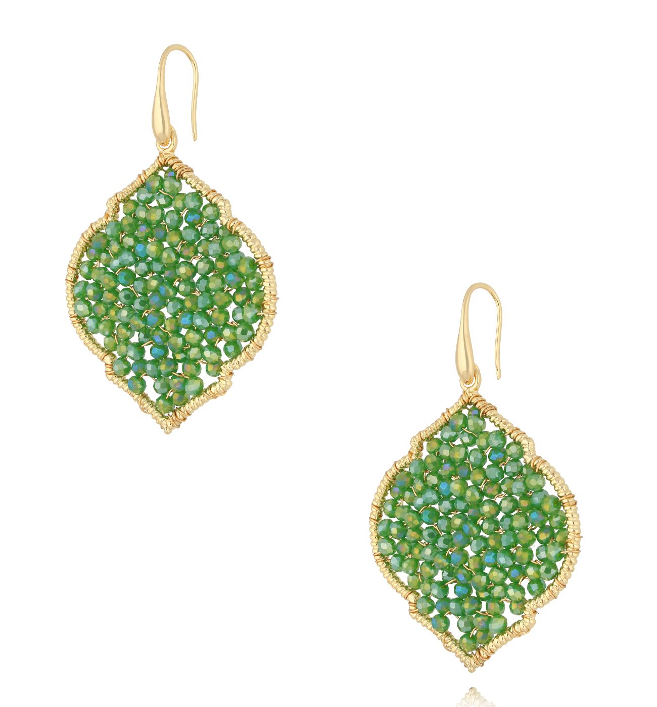 Kolczyki z zielonymi kryształkami KWE0201 - By Dziubeka