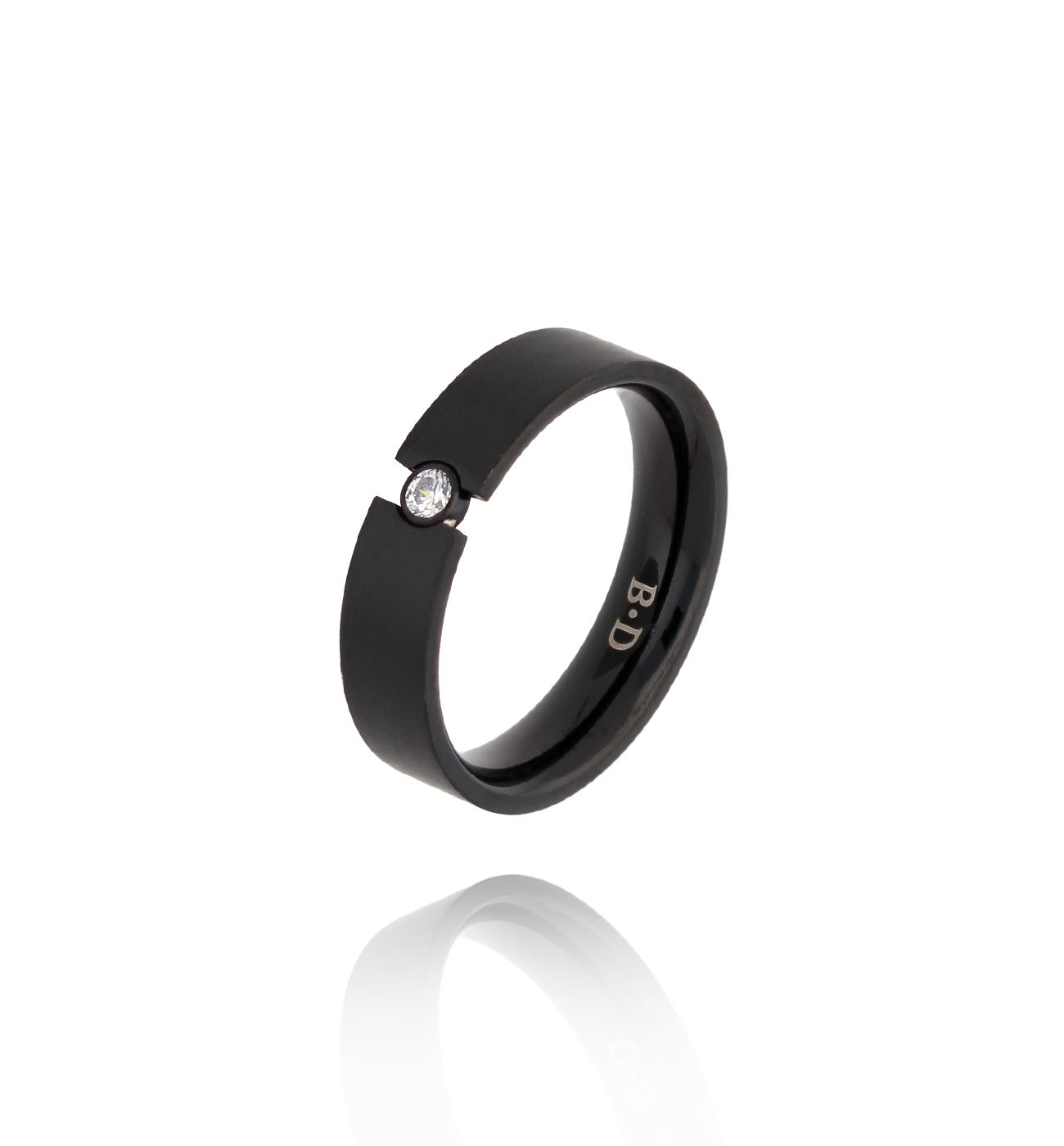 Obrączka czarna z cyrkonią Nantes PSA0727