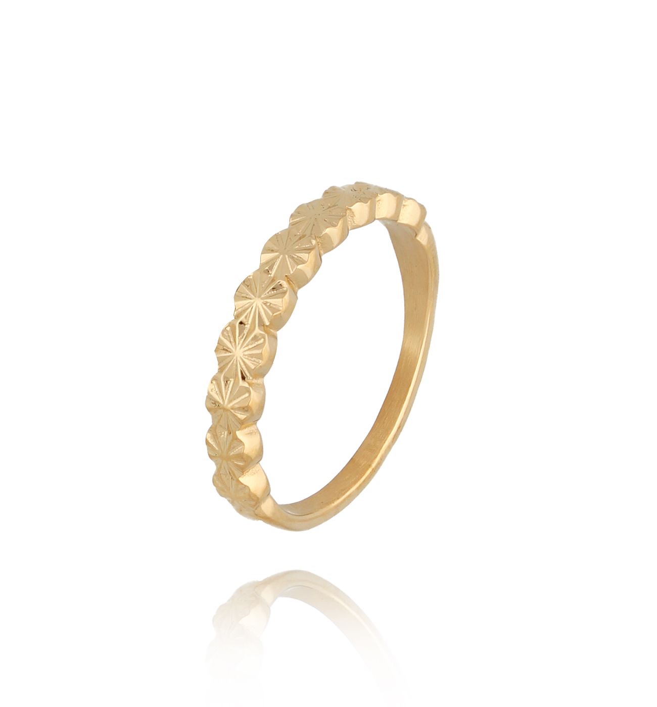 Pierścionek z dekoracyjnym szlifem złoty - By Dziubeka