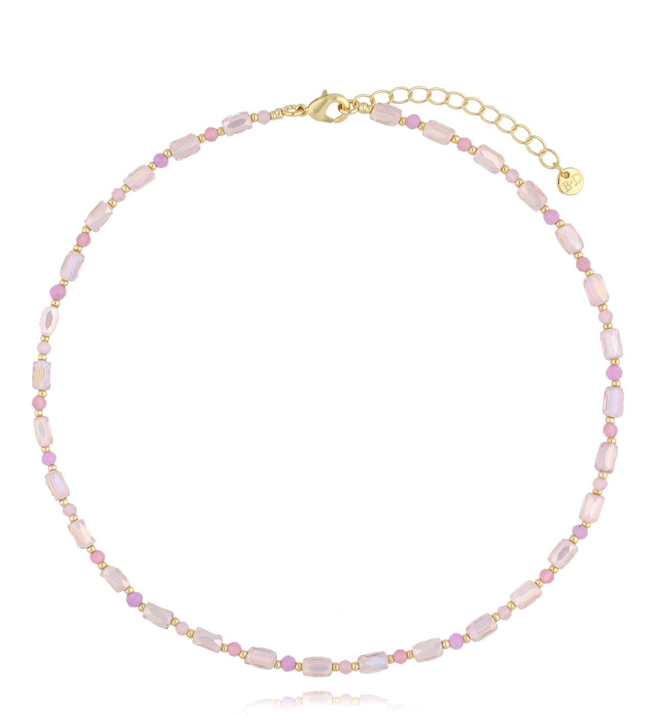 Naszyjnik z kryształkami różowy NSC0529