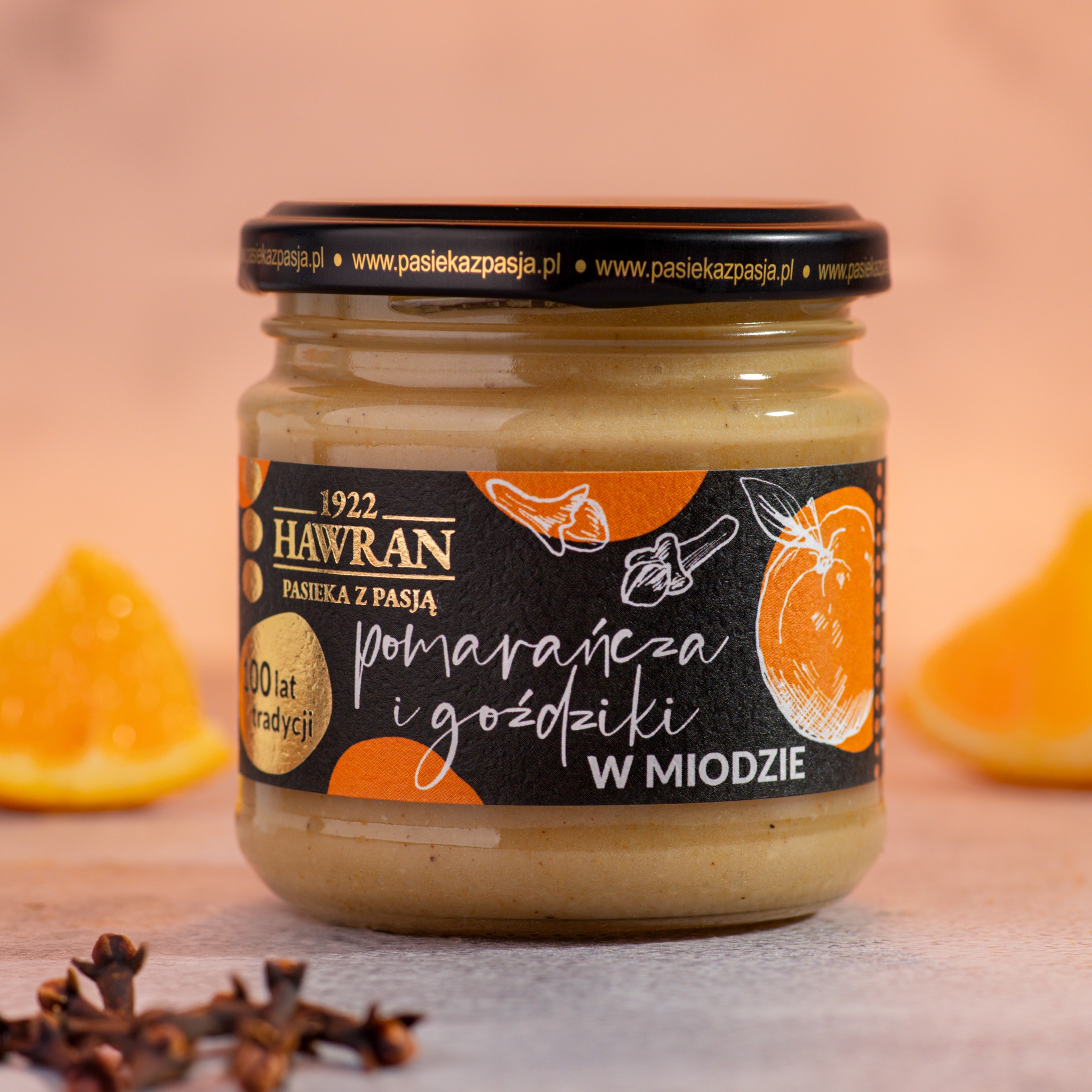 Pomarańcza i goździki w miodzie wielokwiatowym 240g - Pasieka z Pasją Hawran