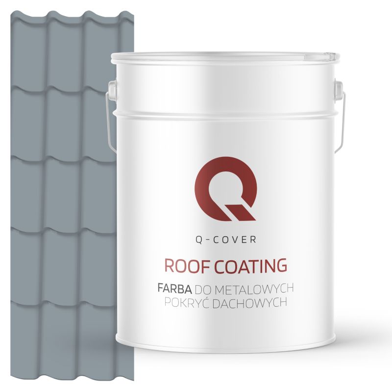 Farba do Metalowych Pokryć Dachowych Q-Cover Szaro-błękitny RAL7001 Mat 10L