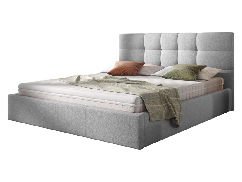 Łóżko tapicerowane MIRJAN 24 Swift stelaż drewniany 160x200 jasny szary 1 szt.