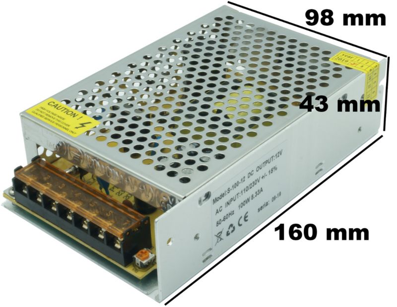 Zasilacz transformator do LED IdeaLED moc 100W output 12V DC stałoprądowy IP20 - 1 szt