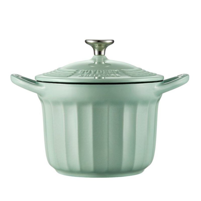 Naczynie żeliwne emaliowane BUYDEEM CP541 1,8 l z pokrywą, retro, idealne do duszenia i pieczenia, zielone 1 szt.