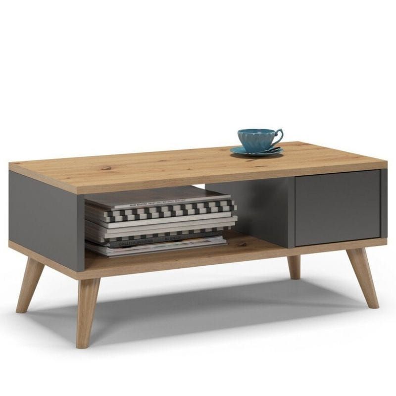 Stolik TYLETEGOTU kawowy na nóżkach SKAND dąb grafit 1 szt