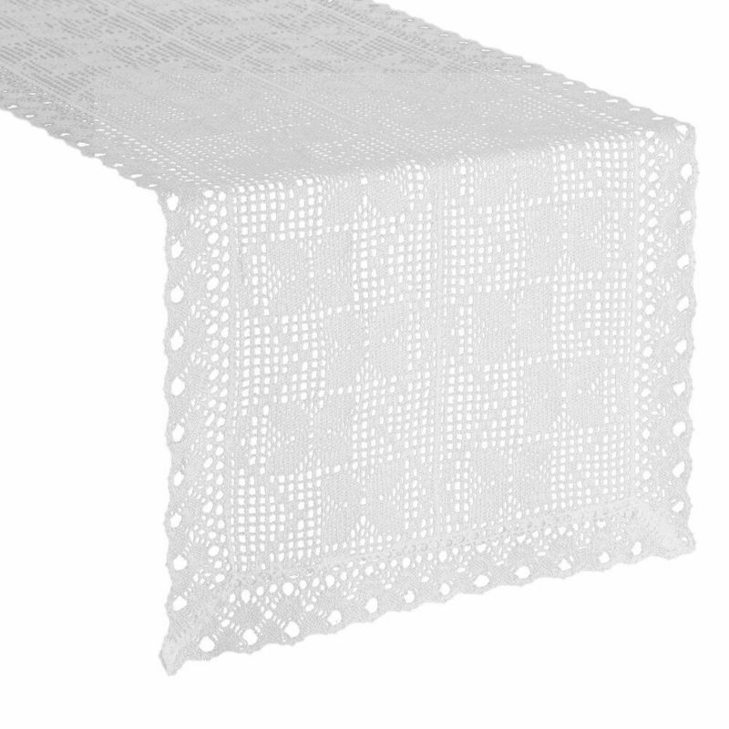 Szydełkowy bieżnik MARTHA Eurofirany 40 x 140 cm biały ażurowy w stylu boho 1 szt.