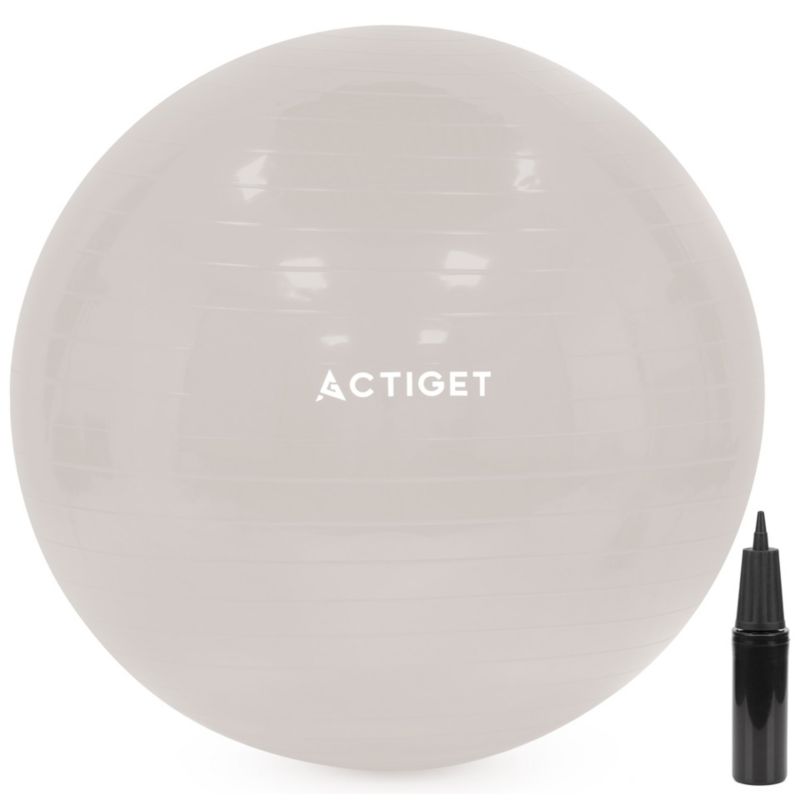 Piłka Actiget 65 cm do ćwiczeń pilates i jogi z pompką, gimnastyczna, beżowa 1 szt.