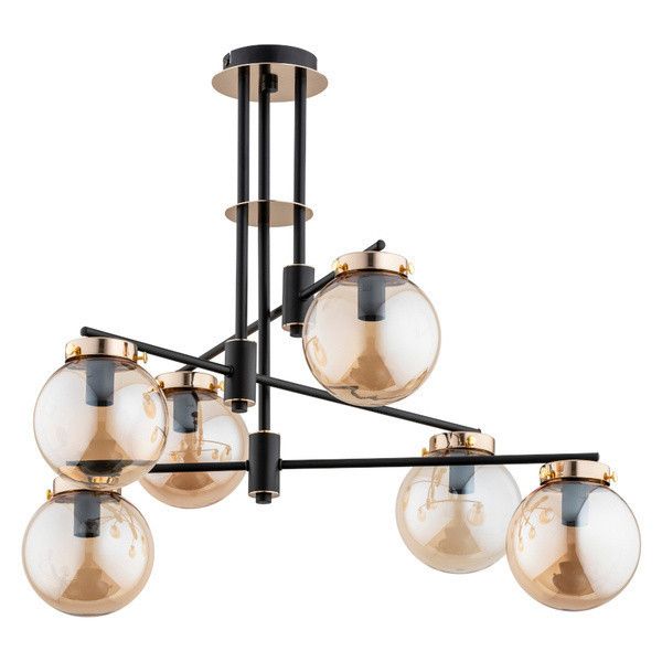 Lampa sufitowa wisząca Alfa Bogota 0451 czarna-stare złoto dekoracyjna 6xE14 x 10W 1 szt.