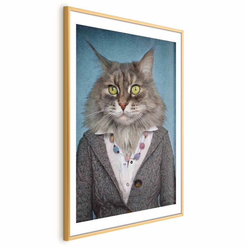 Plakat Artgeist Pani kot 21x30 cm z ramą złotą 1 szt