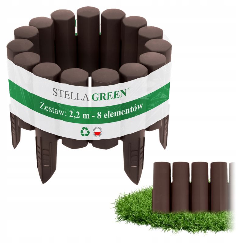 Palisada ogrodowa Stella Garden plastikowa pełna obrzeże border brązowa wysoka 2,2 m 1 szt.